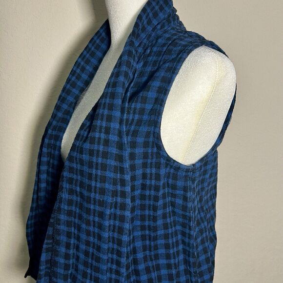 WALLFLOWER Cardigan Drape Sweater Vest Women's Buffalo Plaid Open Front Medium - Picture 4 of 11